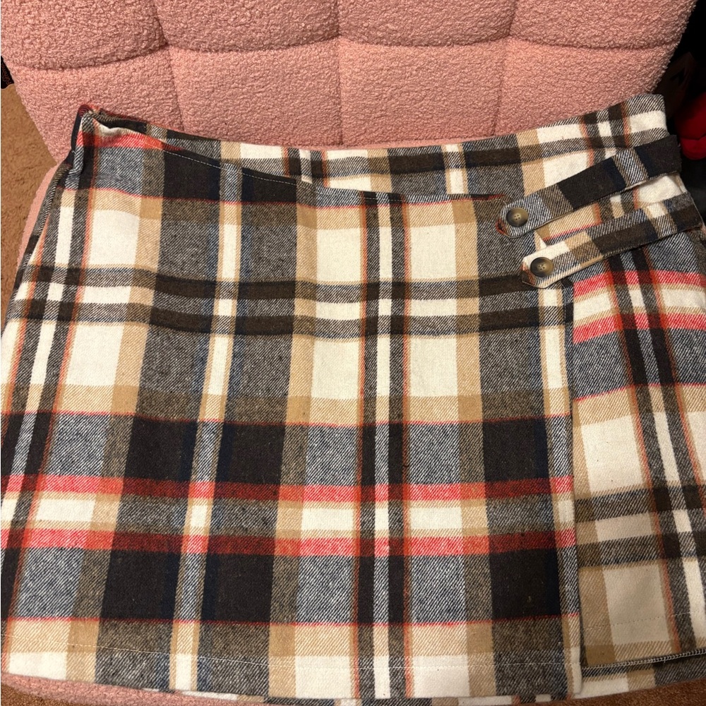 SHEIN Multicolor Plaid Mini Skirt